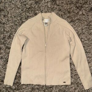 Vintage Cream Double Zip Up Sweater